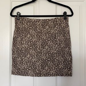 Free People Leopard Denim Mini Skirt